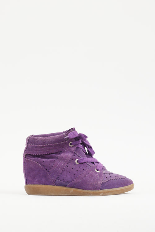 Isabel Marant Purple Suede Bobby Sneaker Wedge