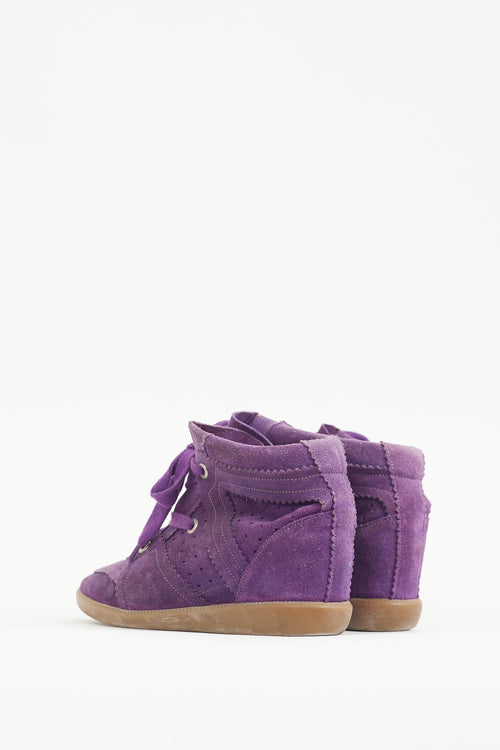 Isabel Marant Purple Suede Bobby Sneaker Wedge