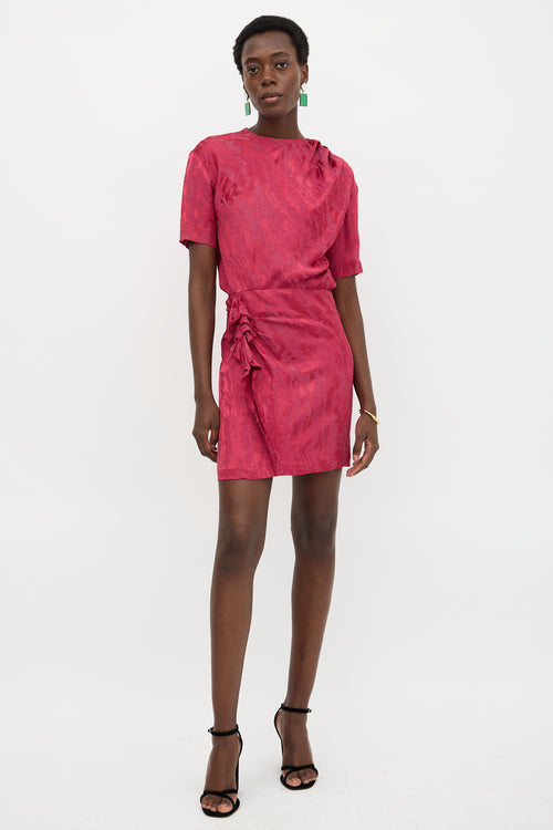 Isabel Marant Satin Jacquard Ruffled Dress