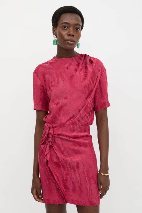 Isabel Marant Satin Jacquard Ruffled Dress