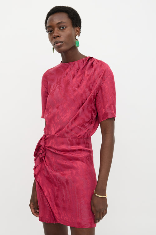 Isabel Marant Satin Jacquard Ruffled Dress