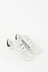 Isabel Marant Silver Textured Leather Beth Sneaker