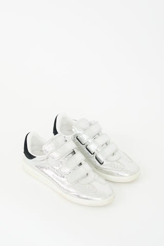 Isabel Marant Silver Textured Leather Beth Sneaker