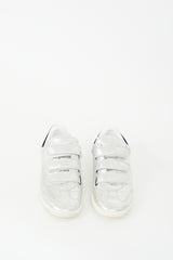 Isabel Marant Silver Textured Leather Beth Sneaker