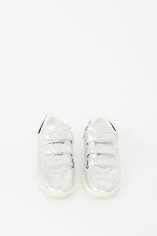 Isabel Marant Silver Textured Leather Beth Sneaker