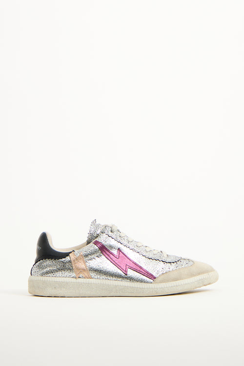 Isabel Marant Silver & Multi Leather Lightning Sneaker