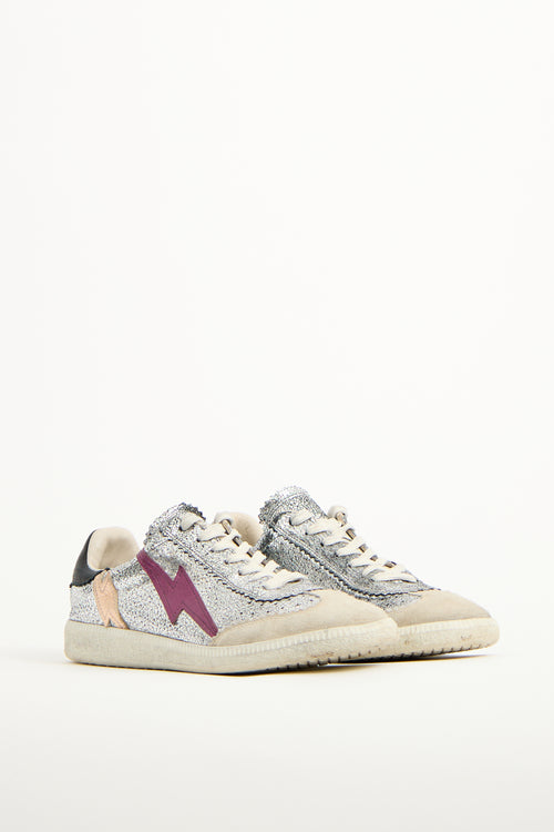 Isabel Marant Silver & Multi Leather Lightning Sneaker