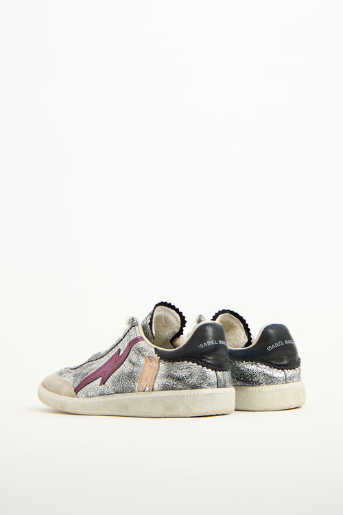 Isabel Marant Silver & Multi Leather Lightning Sneaker