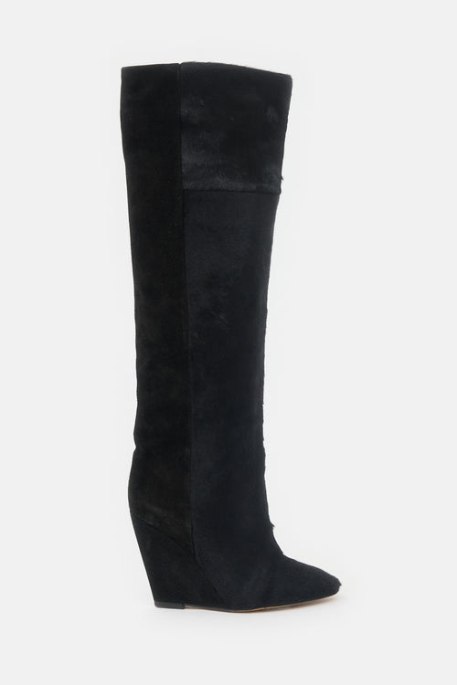 Isabel Marant Suede & Hair Shiela Knee Boot