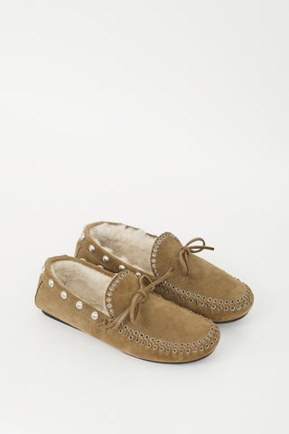 Isabel Marant Taupe Suede & Shearling Fitza Loafer