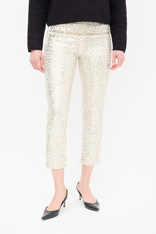 Isabel Marant White & Silver Sequin Cropped Trouser