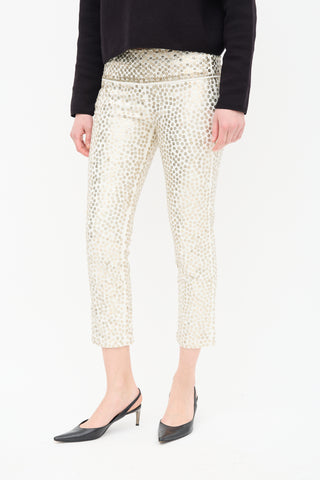 Isabel Marant White & Silver Sequin Cropped Trouser