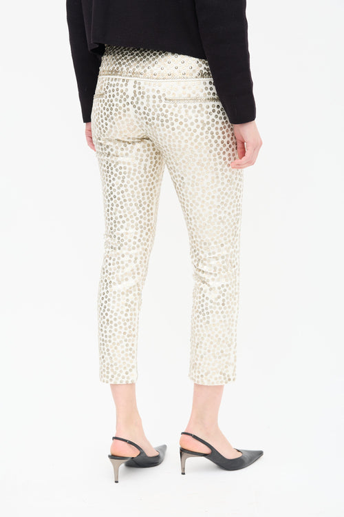 Isabel Marant White & Silver Sequin Cropped Trouser