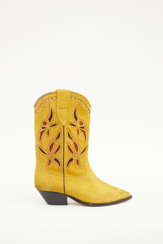 Isabel Marant Yellow & Red Suede Cowboy Boot