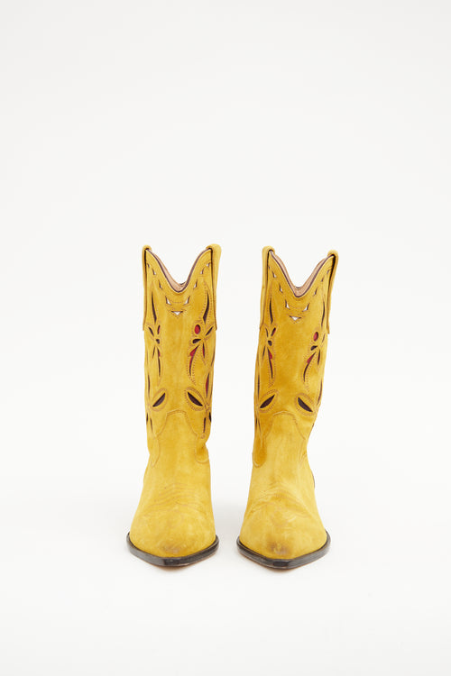 Isabel Marant Yellow & Red Suede Cowboy Boot