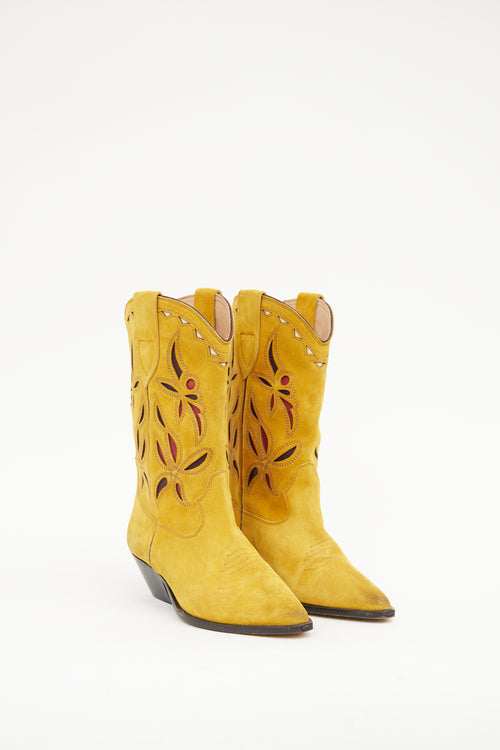 Isabel Marant Yellow & Red Suede Cowboy Boot