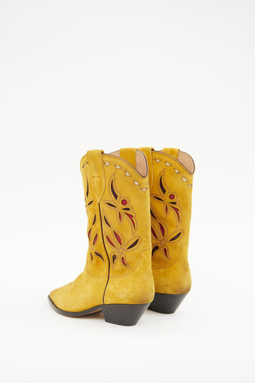 Isabel Marant Yellow & Red Suede Cowboy Boot