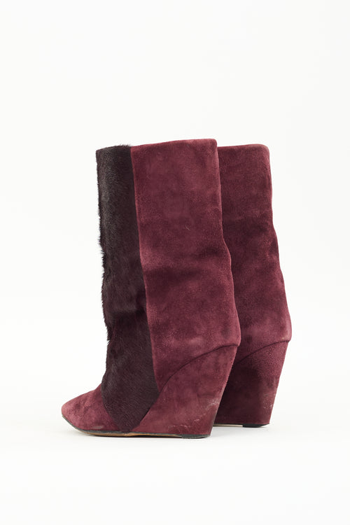 Isabel Marant Burgundy Suede & Fur Lazio Boot