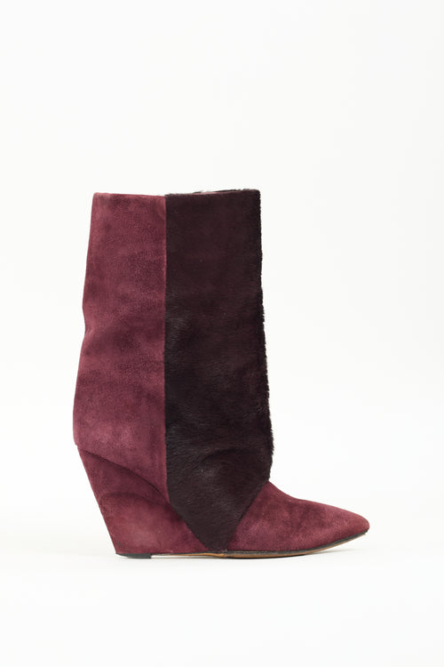 Isabel Marant Burgundy Suede & Fur Lazio Boot
