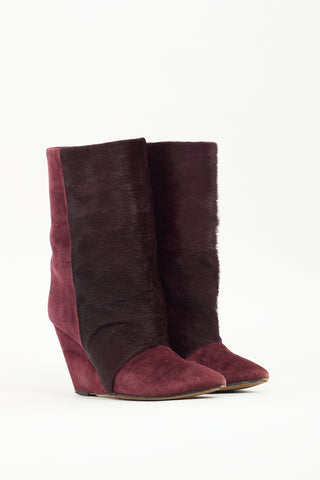 Isabel Marant Burgundy Suede & Fur Lazio Boot