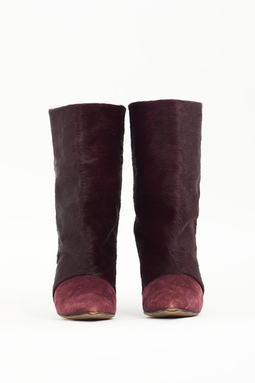 Isabel Marant Burgundy Suede & Fur Lazio Boot