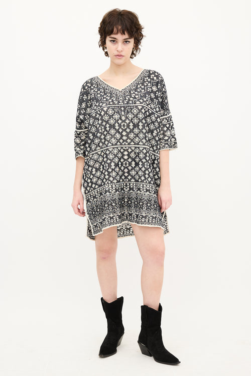 Isabel Marant Étoile Black & Cream Knit Tunic Dress