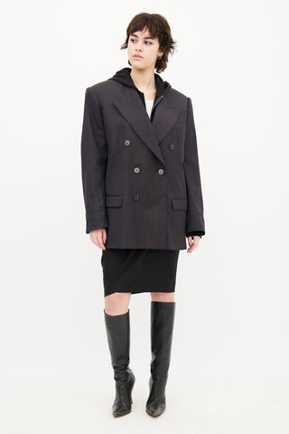 Isabel Marant Navy Wool Peak Lapel Piaklero Blazer