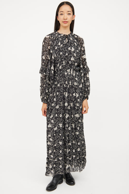 Isabel Marant Étoile Black & Cream Floral Estine Dress