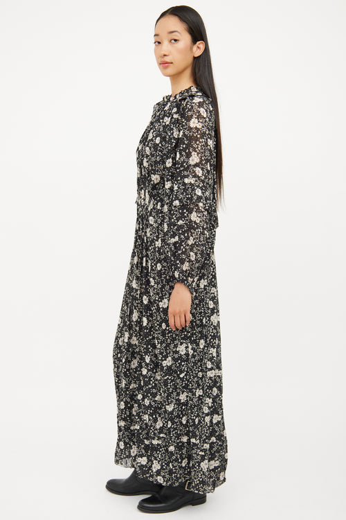 Isabel Marant Étoile Black & Cream Floral Estine Dress