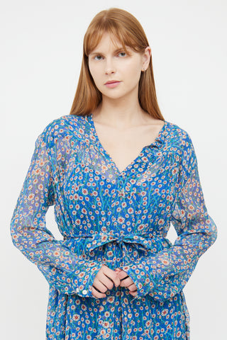Isabel Marant Étoile Blue Floral Long Sleeve Dress