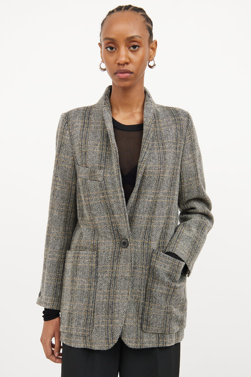 Isabel Marant Étoile Brown Herringbone Wool Long Sleeve Blazer