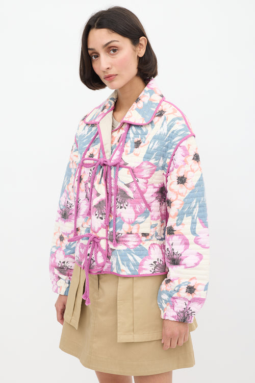 Isabel Marant Étoile Purple & Multicolour Floral Haines Quilted Jacket