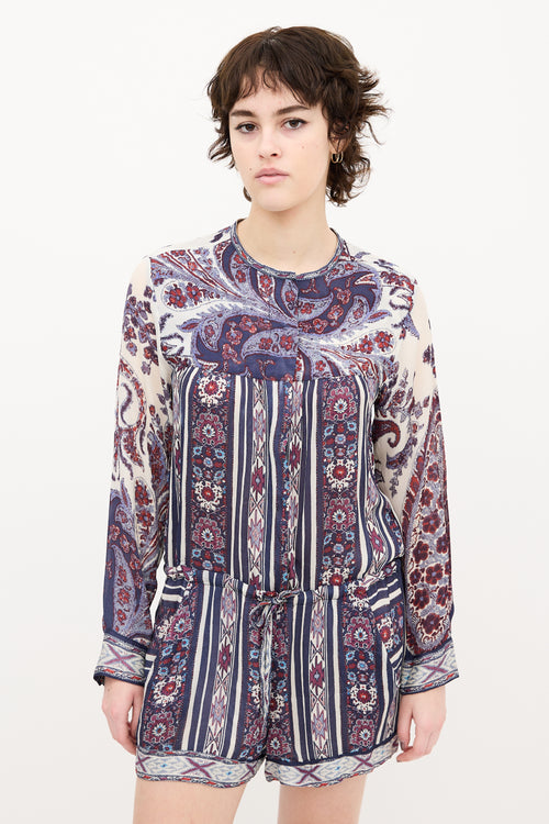 Isabel Marant Étoile Purple & Multicolour Print Romper