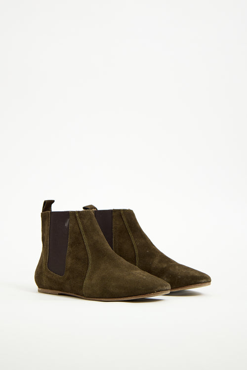 Isabel Marant Khaki Green Suede Chelsea Boot