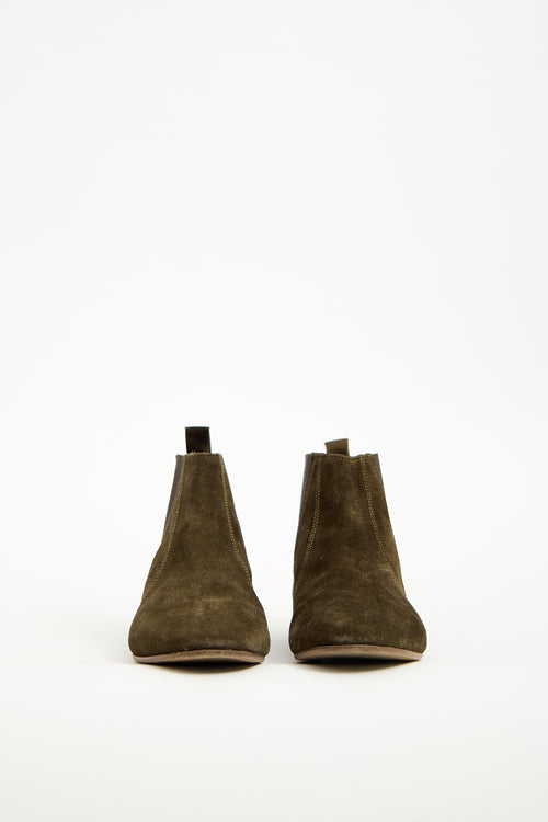 Isabel Marant Khaki Green Suede Chelsea Boot