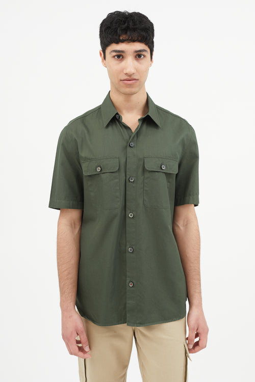 Isaia Green Short Sleeve Shirt