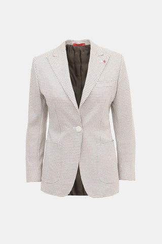 Isaia Silk Check Blazer