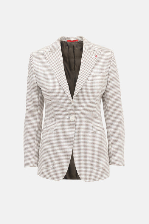 Isaia Silk Check Blazer