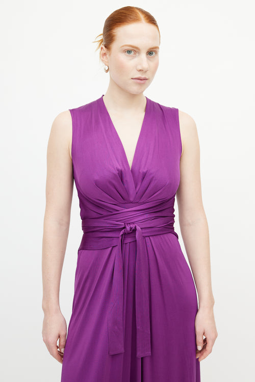 Issa Purple Tie Wrap Dress