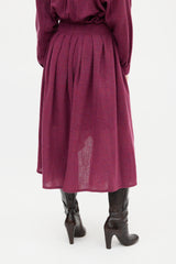 Issey Miyake 1980s Purple Melange Wool Wrap Skirt
