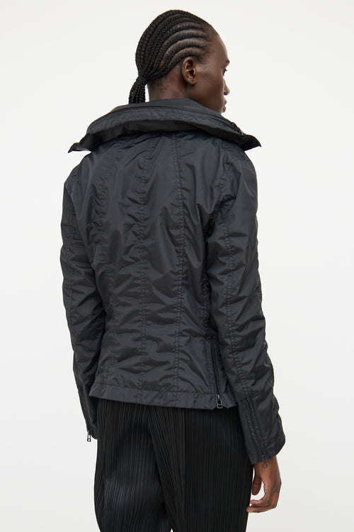 Issey Miyake Black Nylon Zip Detail Jacket