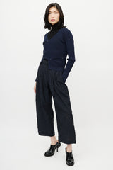 Issey Miyake Black Crinkled Wide Leg Pant
