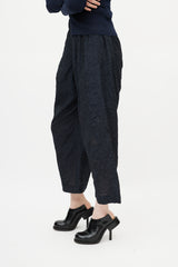 Issey Miyake Black Crinkled Wide Leg Pant