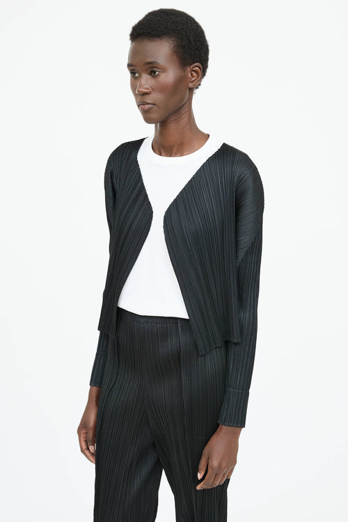 Pleats Please Issey Miyake Pleated Open Cardigan