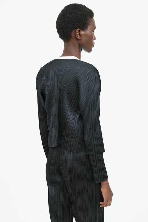 Pleats Please Issey Miyake Pleated Open Cardigan