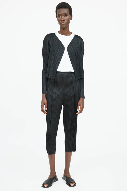 Pleats Please Issey Miyake Pleated Open Cardigan