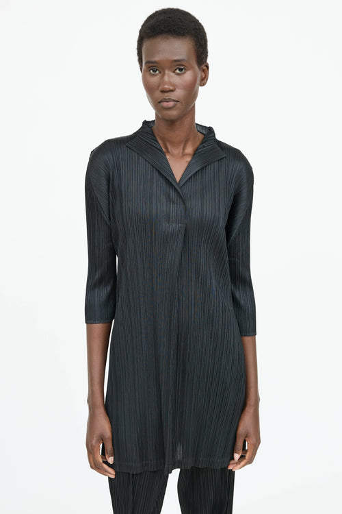 Pleats Please Issey Miyake Pleated V-Neck Tunic