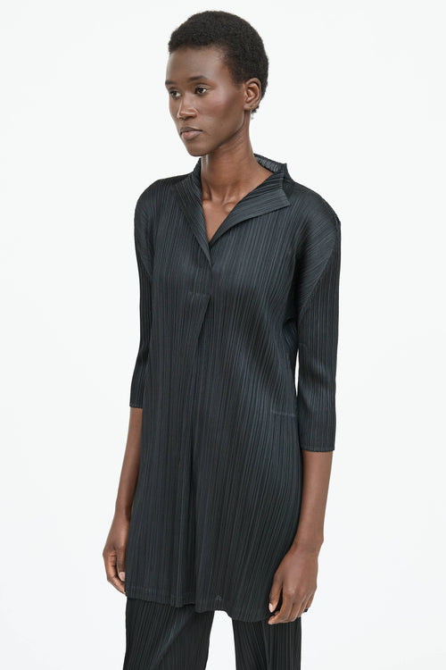 Pleats Please Issey Miyake Pleated V-Neck Tunic