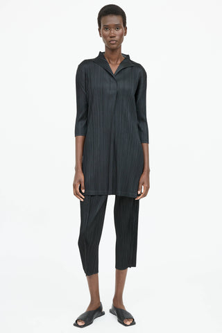 Pleats Please Issey Miyake Pleated V-Neck Tunic