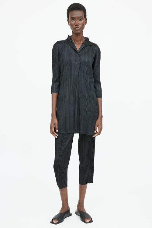 Pleats Please Issey Miyake Pleated V-Neck Tunic
